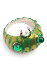 METALLIC FOREST STRIPE FROG PRINCE RING