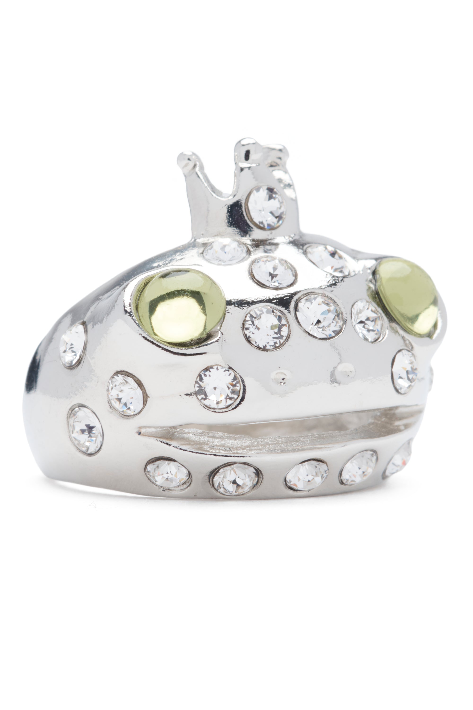 SILVER LIME FRECKLES FROG PRINCE RING