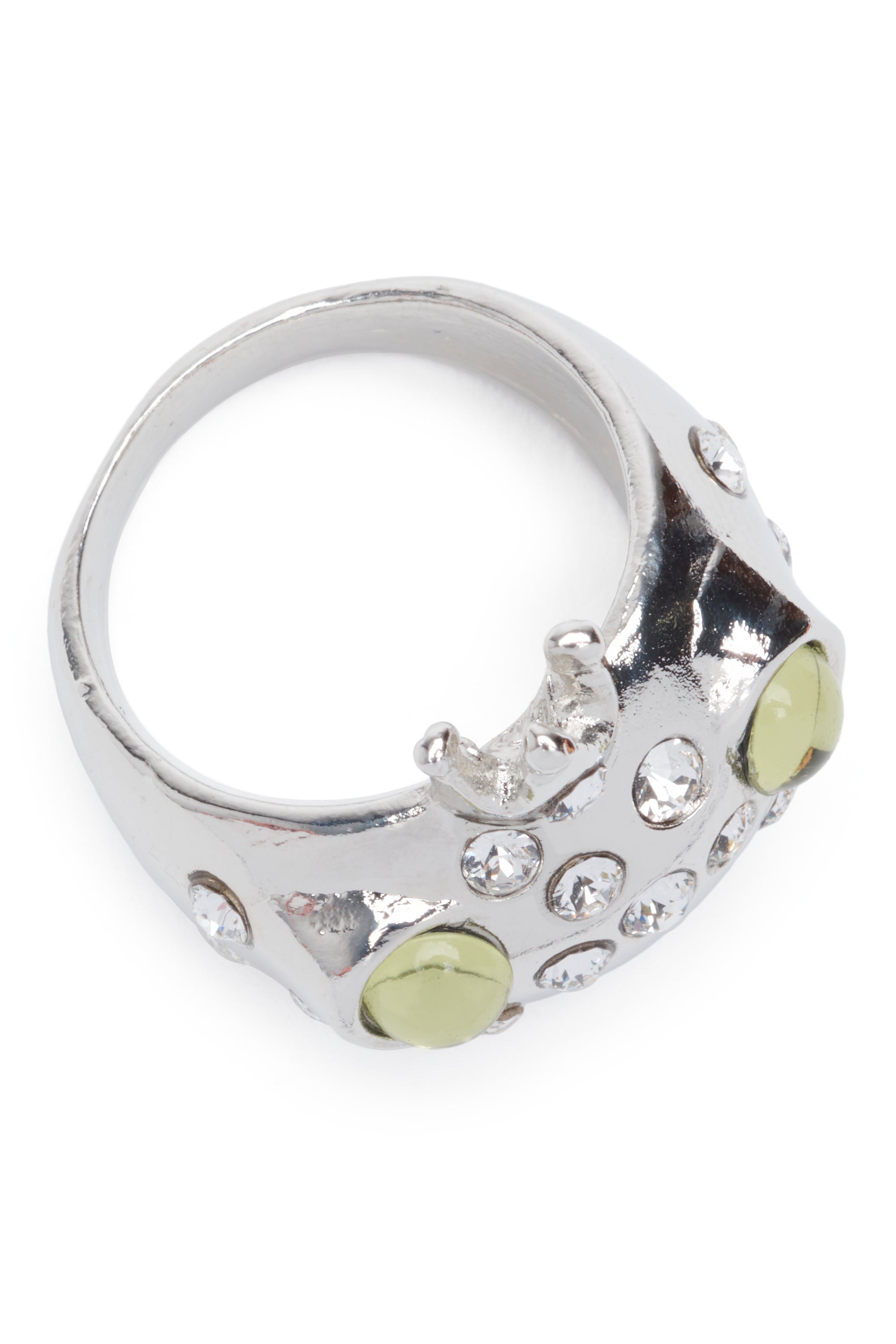 SILVER LIME FRECKLES FROG PRINCE RING