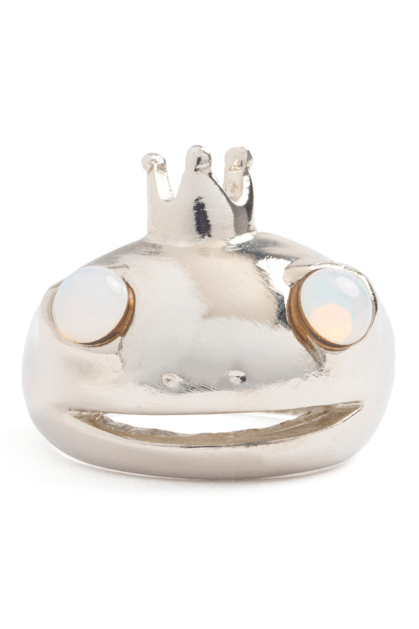 SILVER MOONSTONE FROG PRINCE RING