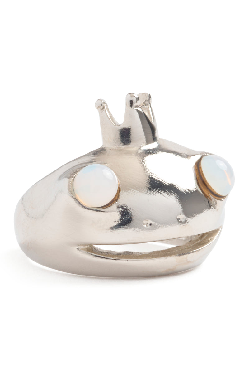 SILVER MOONSTONE FROG PRINCE RING