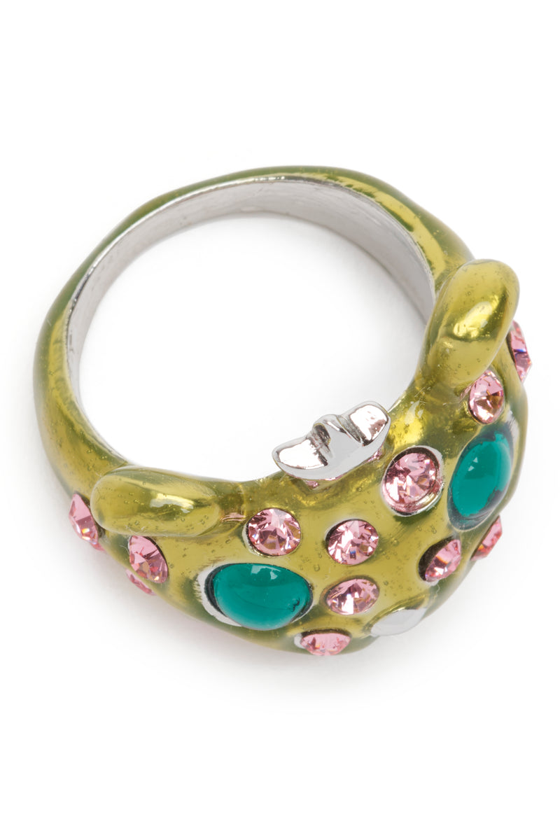 LIME PINK FRECKLES PRINCESS BEAR RING | COLLINA STRADA