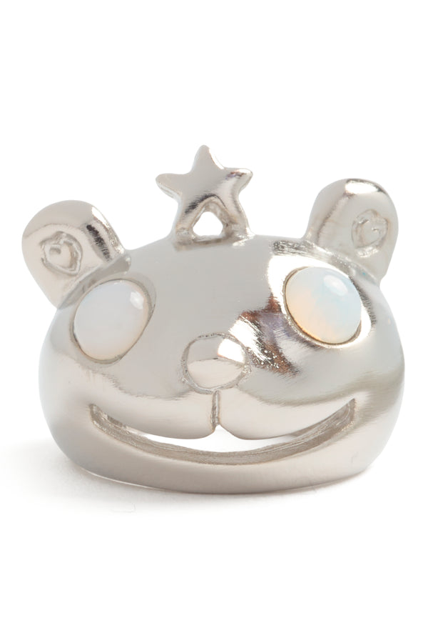 SILVER MOONSTONE PRINCESS BEAR RING