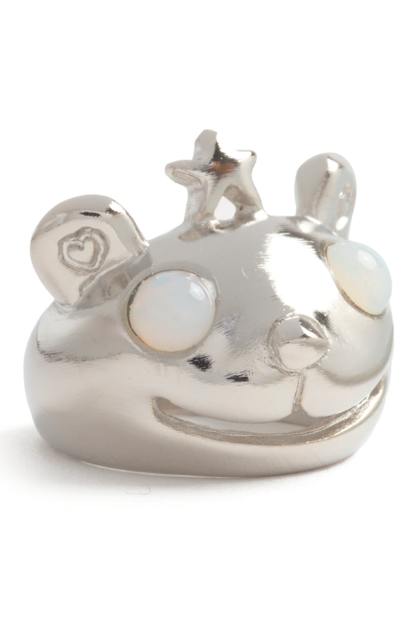 SILVER MOONSTONE PRINCESS BEAR RING