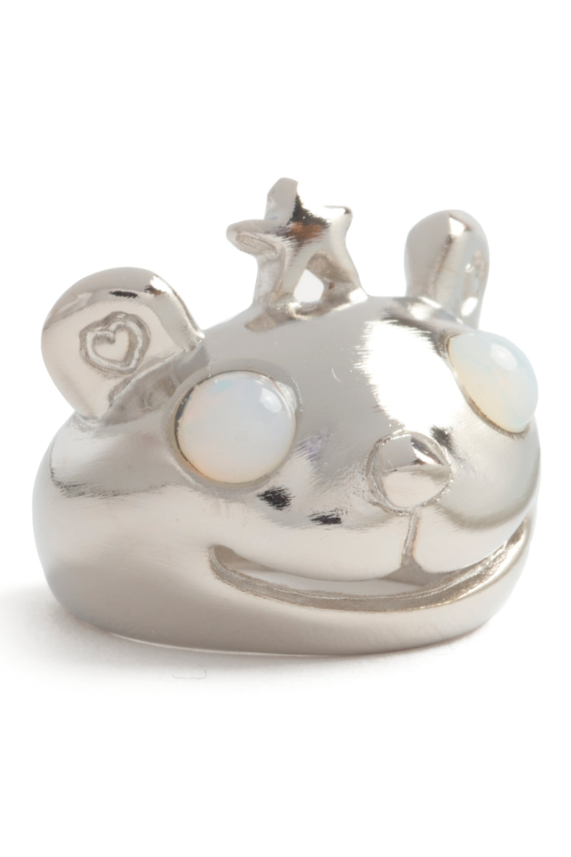 SILVER MOONSTONE PRINCESS BEAR RING