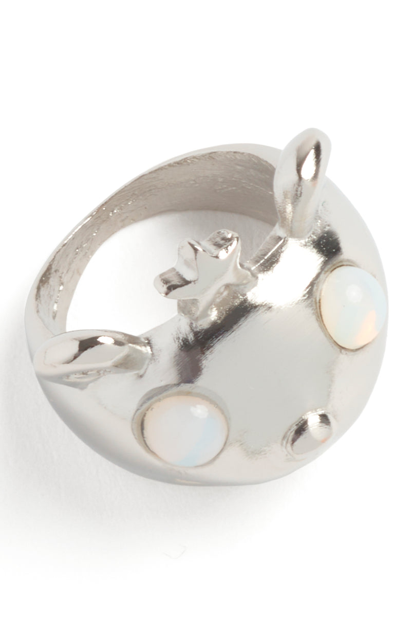 SILVER MOONSTONE PRINCESS BEAR RING