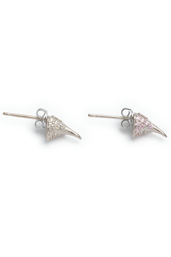 SOFT PINK CLEAR RHINESTONE HORN STUDS