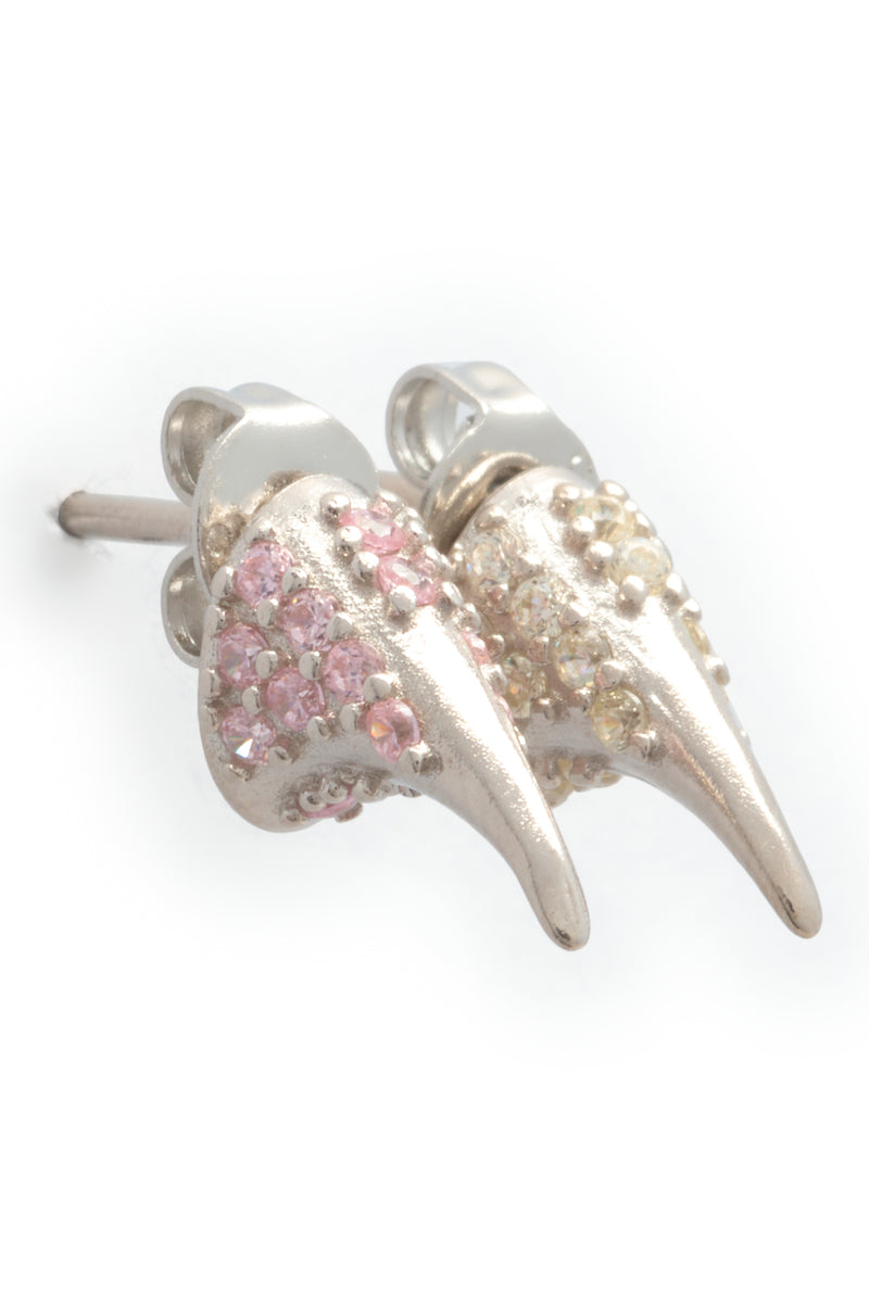 SOFT PINK CLEAR RHINESTONE HORN STUDS