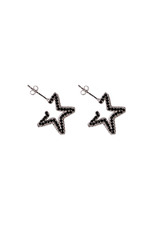 BLACK DIAMOND RHINESTONE STAR EARRINGS