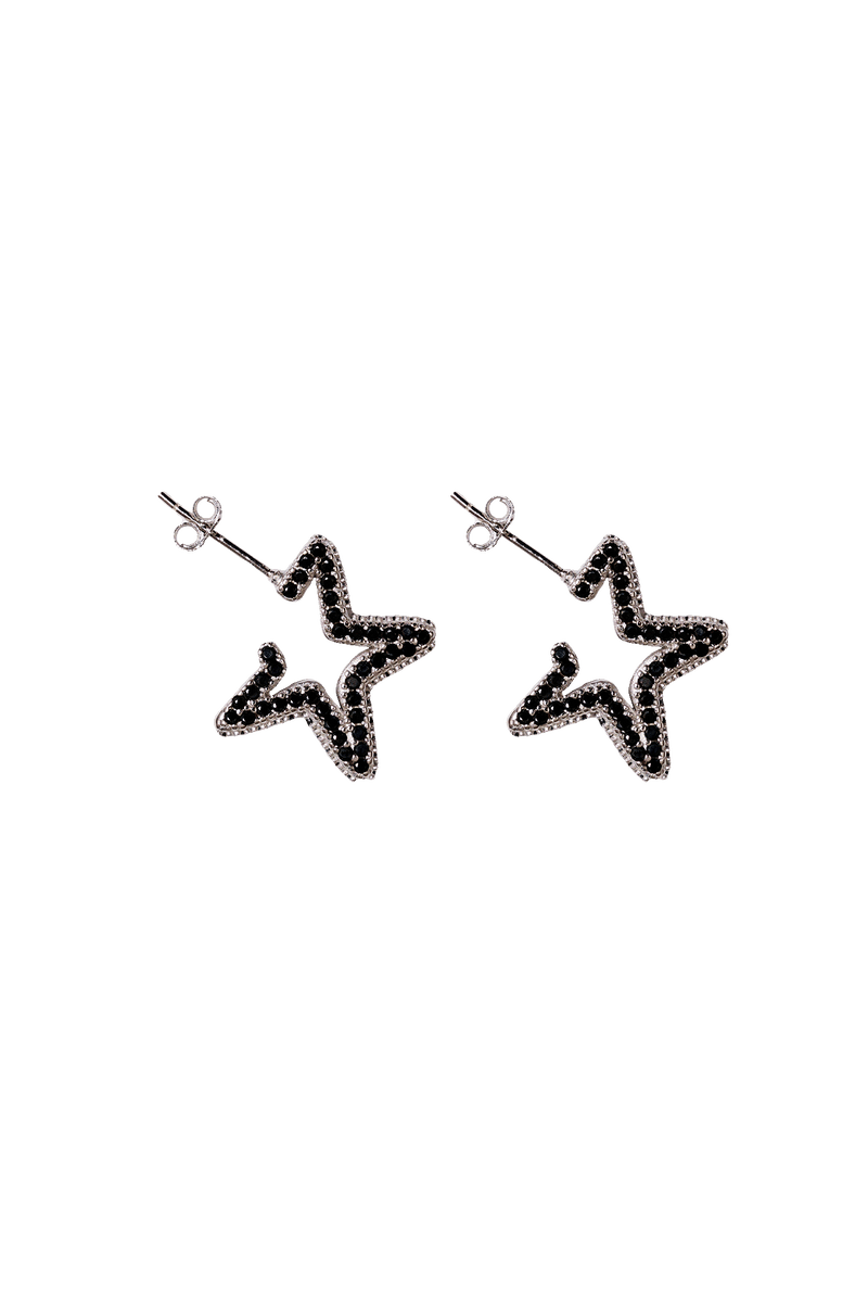 BLACK DIAMOND RHINESTONE STAR EARRINGS