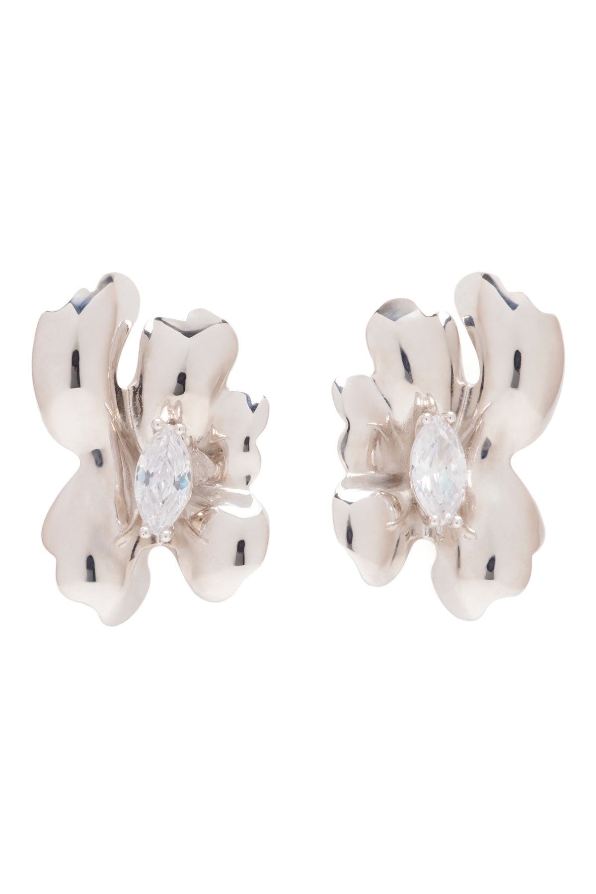 CRYSTAL CLEAR MOLTEN FLOWER EARRING