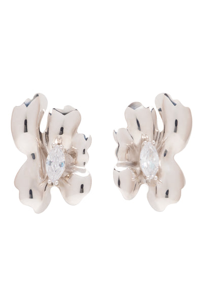 CRYSTAL CLEAR MOLTEN FLOWER EARRING display picture 3