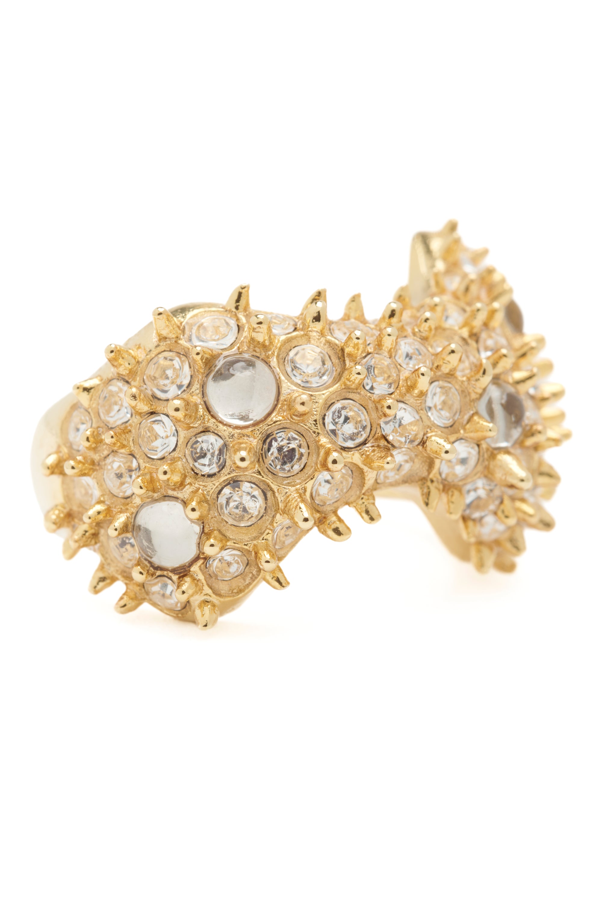 GOLD CLEAR BAT SPIKE RING