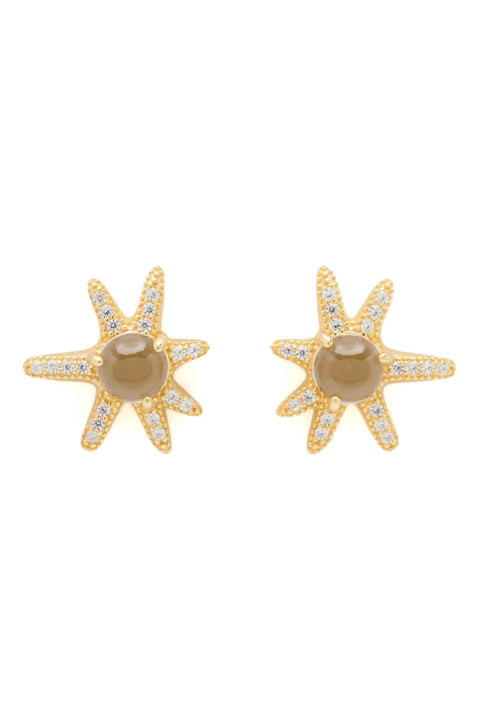 GOLD CLEAR ASTER EARRINGS