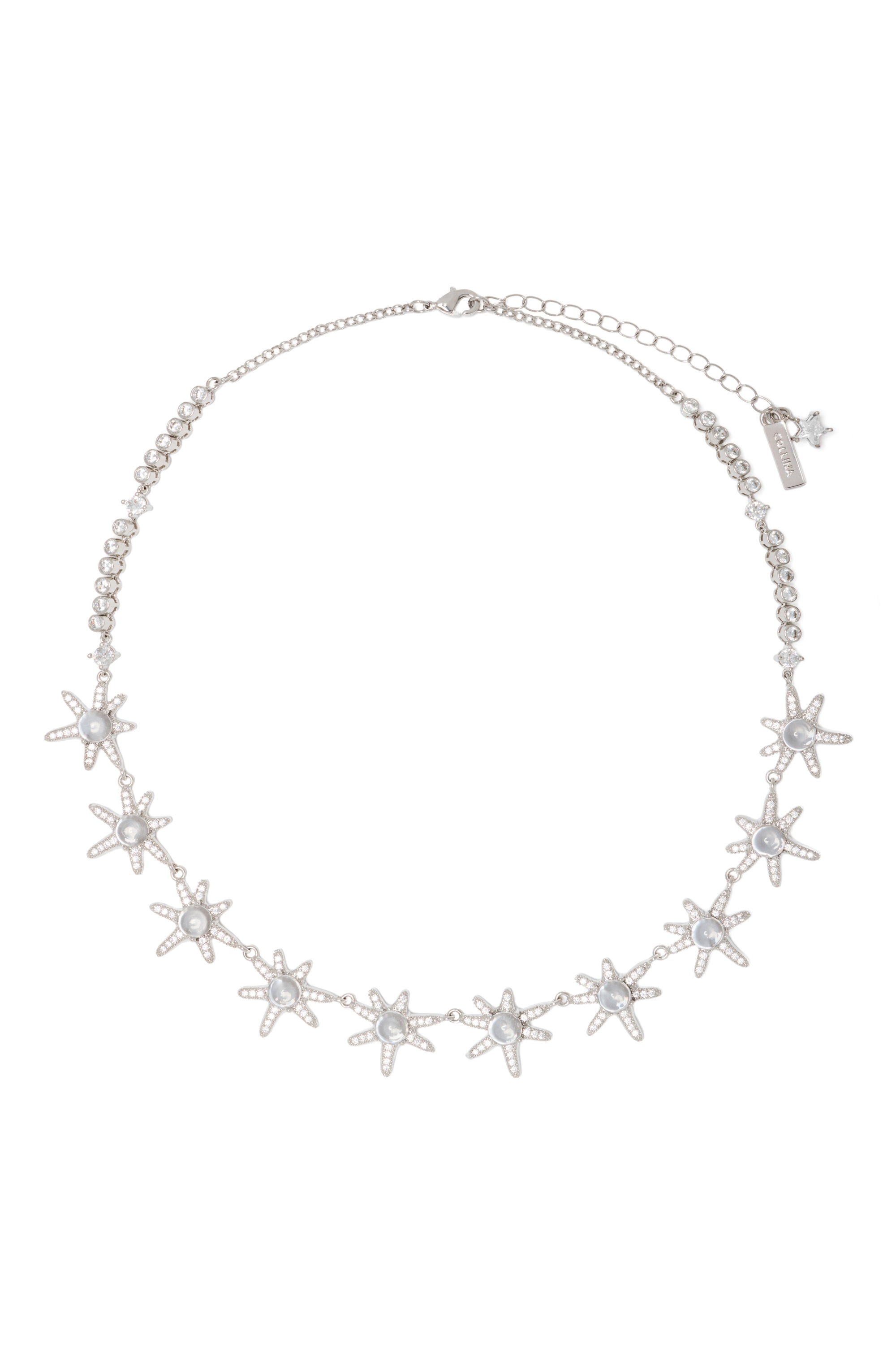 SILVER CLEAR ASTER NECKLACE