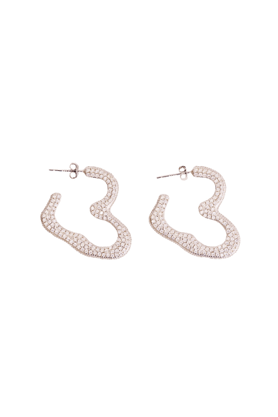 CRYSTAL CLEAR RHINESTONE HEART EARRING | COLLINA STRADA