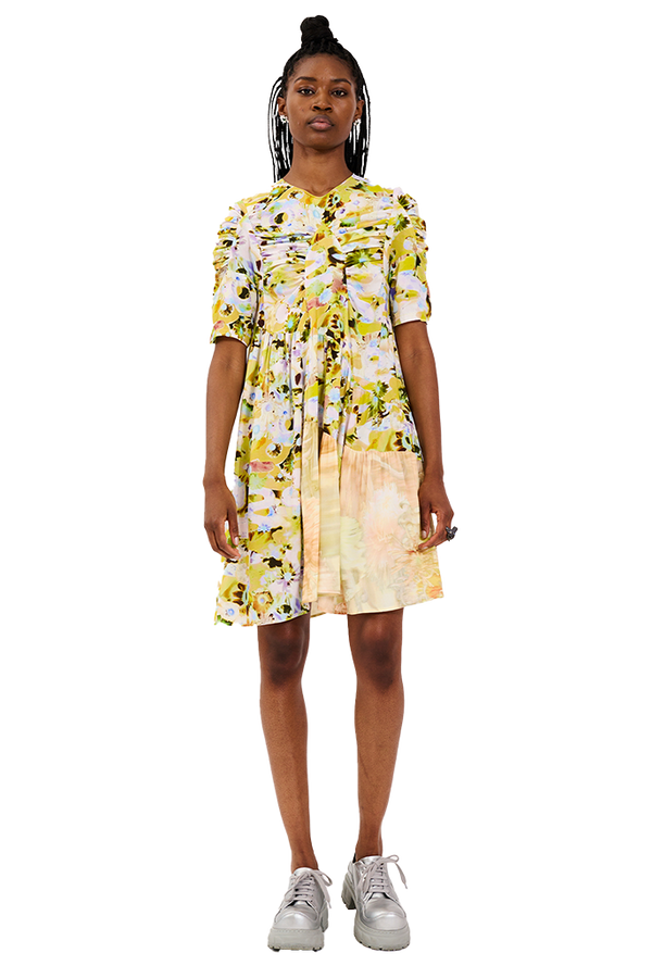 PUZZLE FLOWER ARC MIDI DRESS