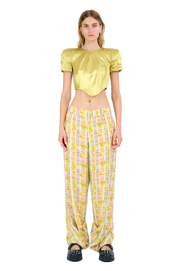 YELLOW BOXER PLAID DANTE TROUSER