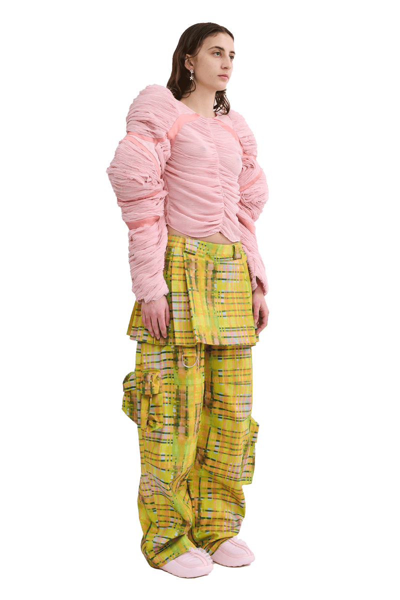 LIME PLAID LAWN SKIRT CARGO PANT