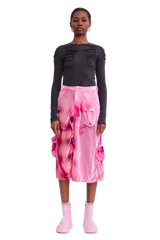 PINK MEADOW LAWN VELVET MIDI CARGO SKIRT