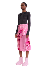 PINK MEADOW LAWN VELVET MIDI CARGO SKIRT