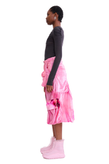 PINK MEADOW LAWN VELVET MIDI CARGO SKIRT