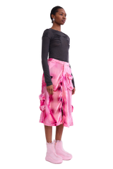 PINK MEADOW LAWN VELVET MIDI CARGO SKIRT