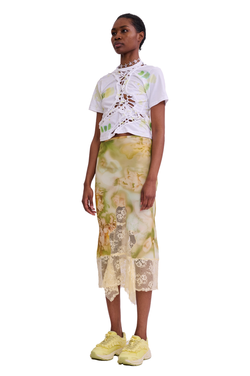 SAGE MOLTEN FLORAL HISS SKIRT