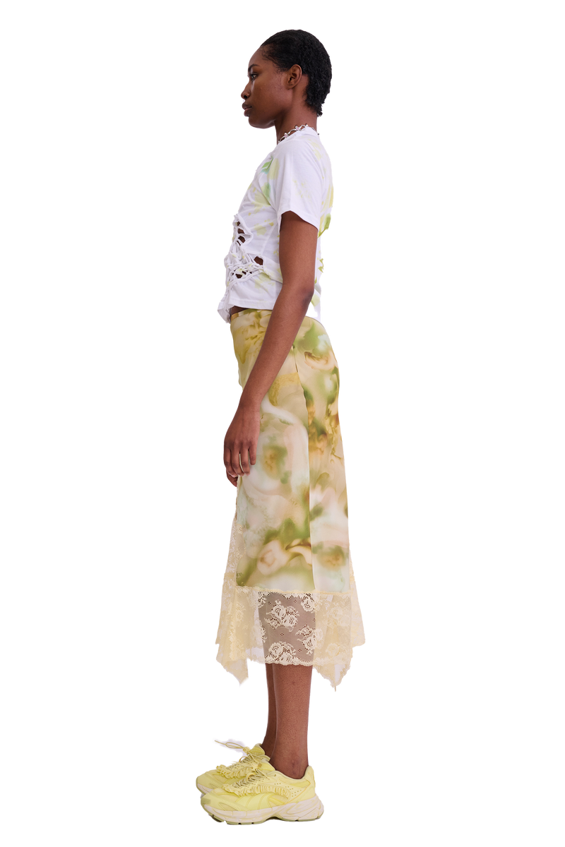 SAGE MOLTEN FLORAL HISS SKIRT