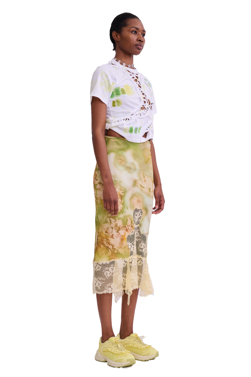 SAGE MOLTEN FLORAL HISS SKIRT