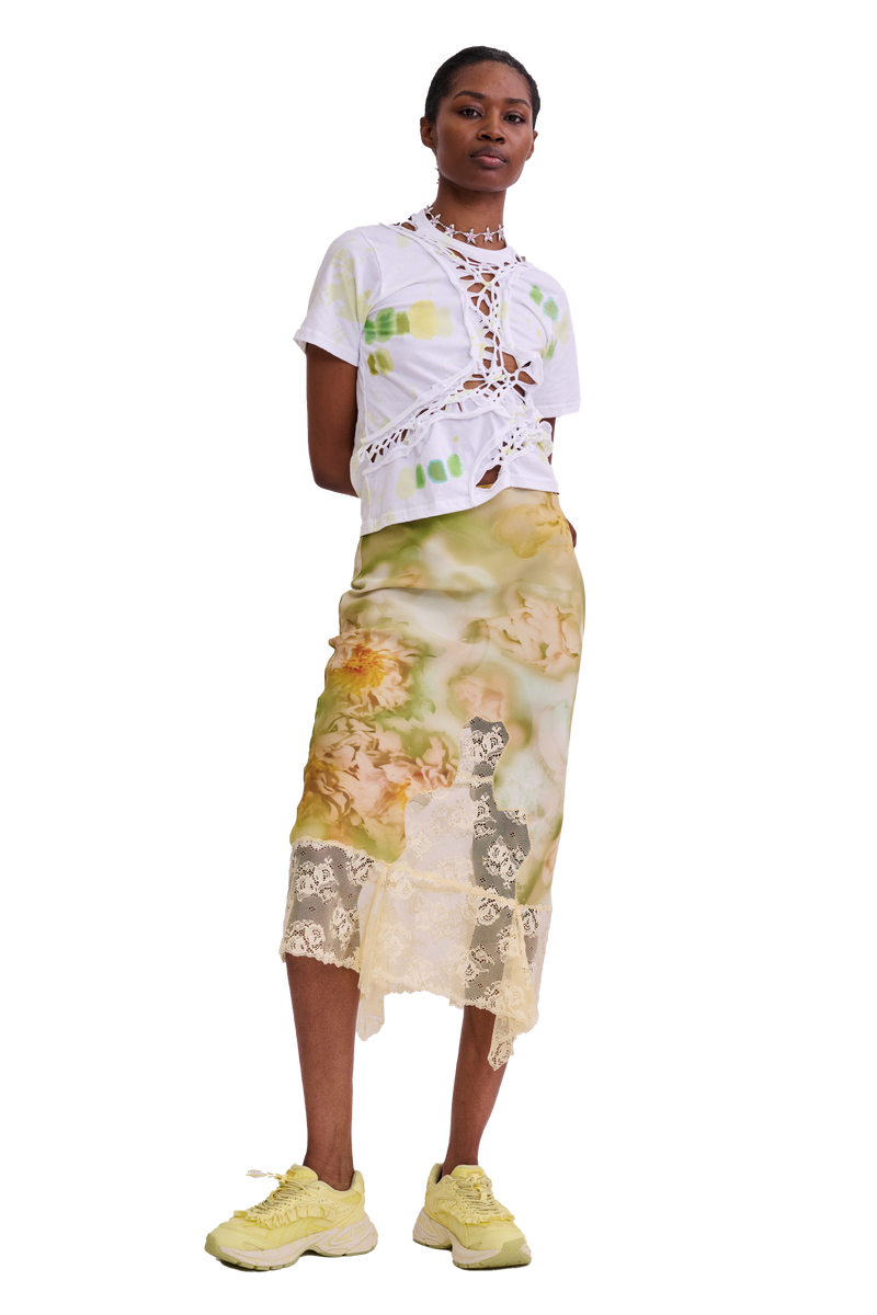 SAGE MOLTEN FLORAL HISS SKIRT