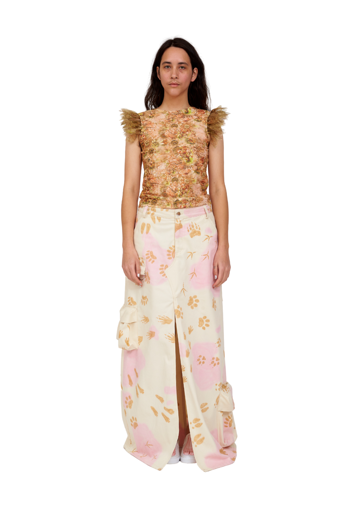 BEIGE PAWS STOMP SKIRT