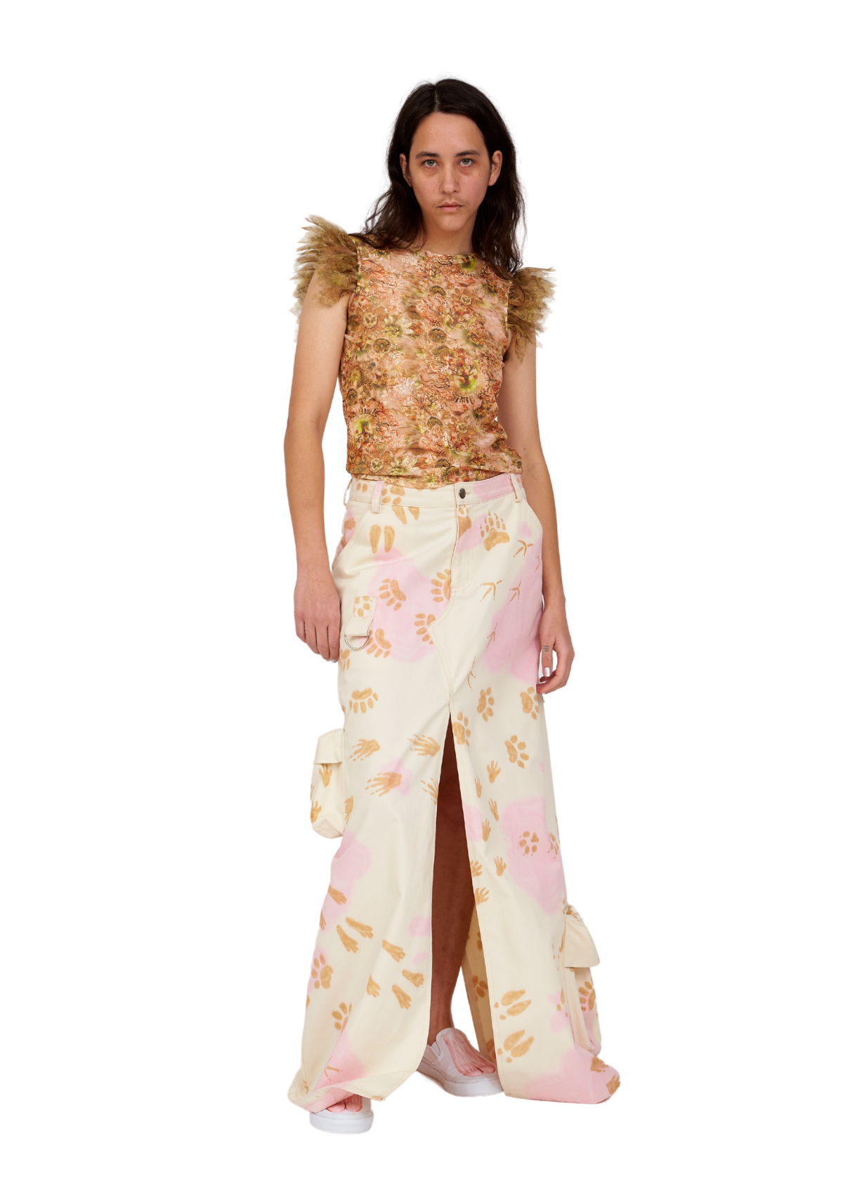 BEIGE PAWS STOMP SKIRT