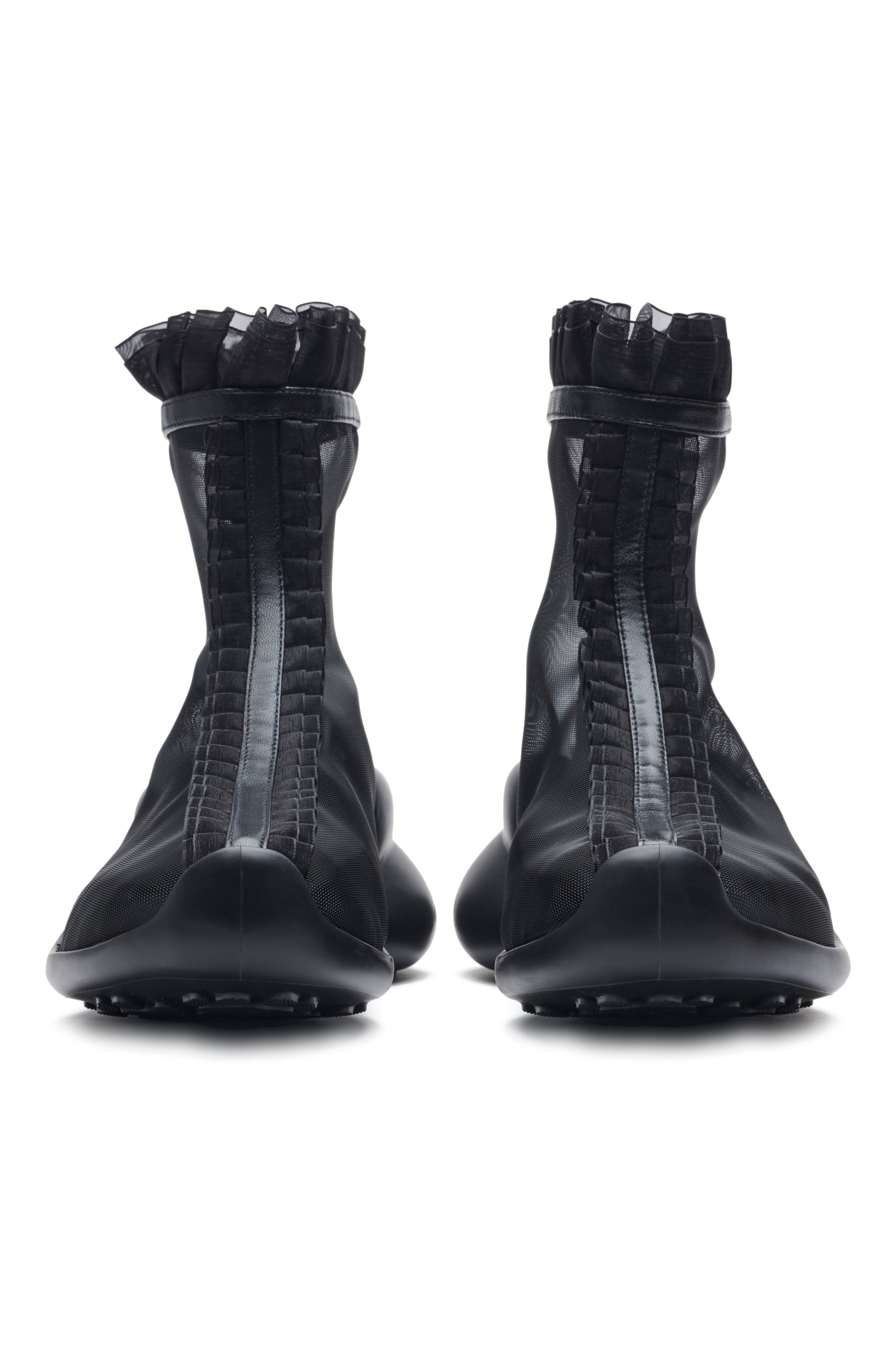 BLACK MESH RUFFLE BOOTS | COLLINA STRADA