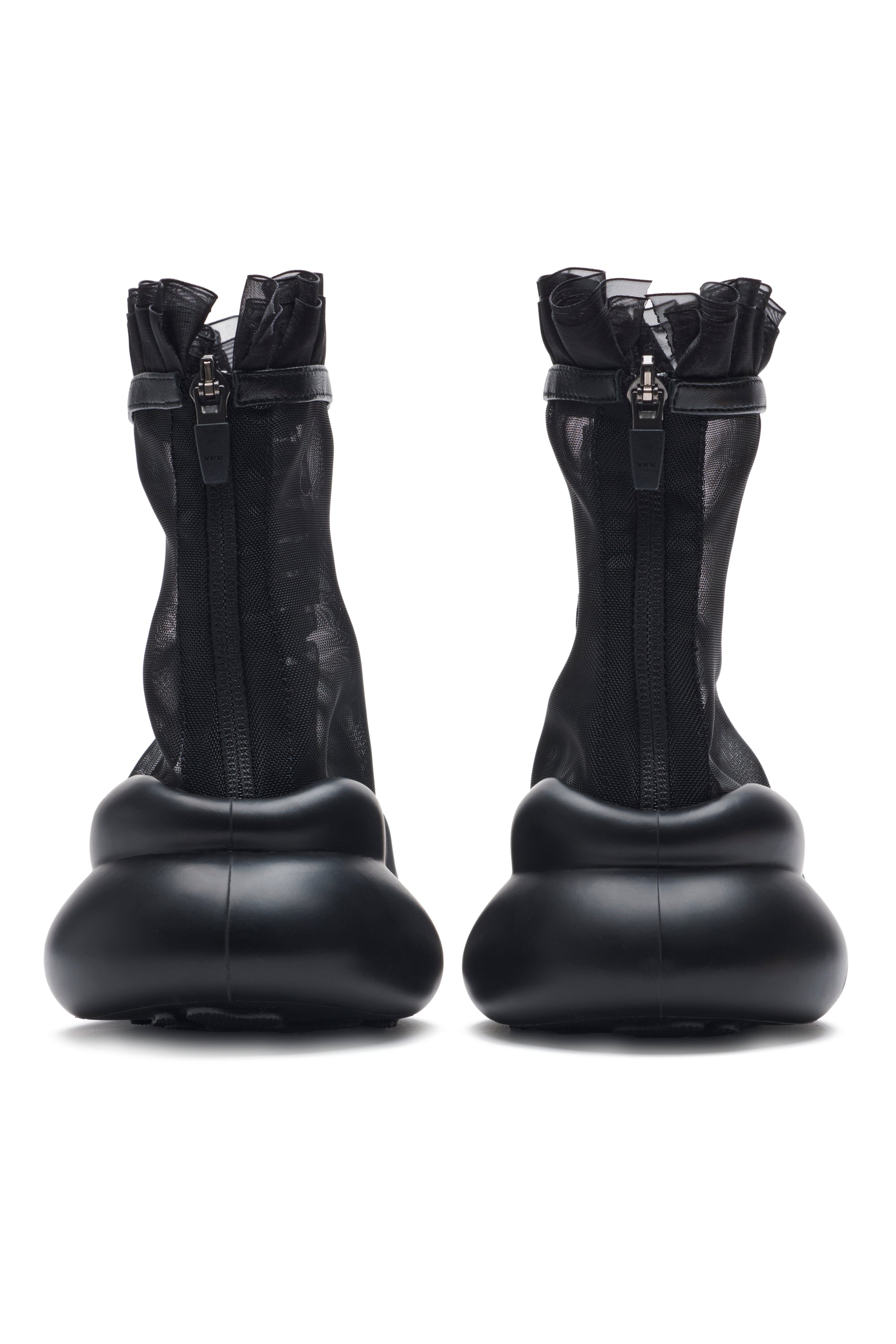 BLACK MESH RUFFLE BOOTS | COLLINA STRADA