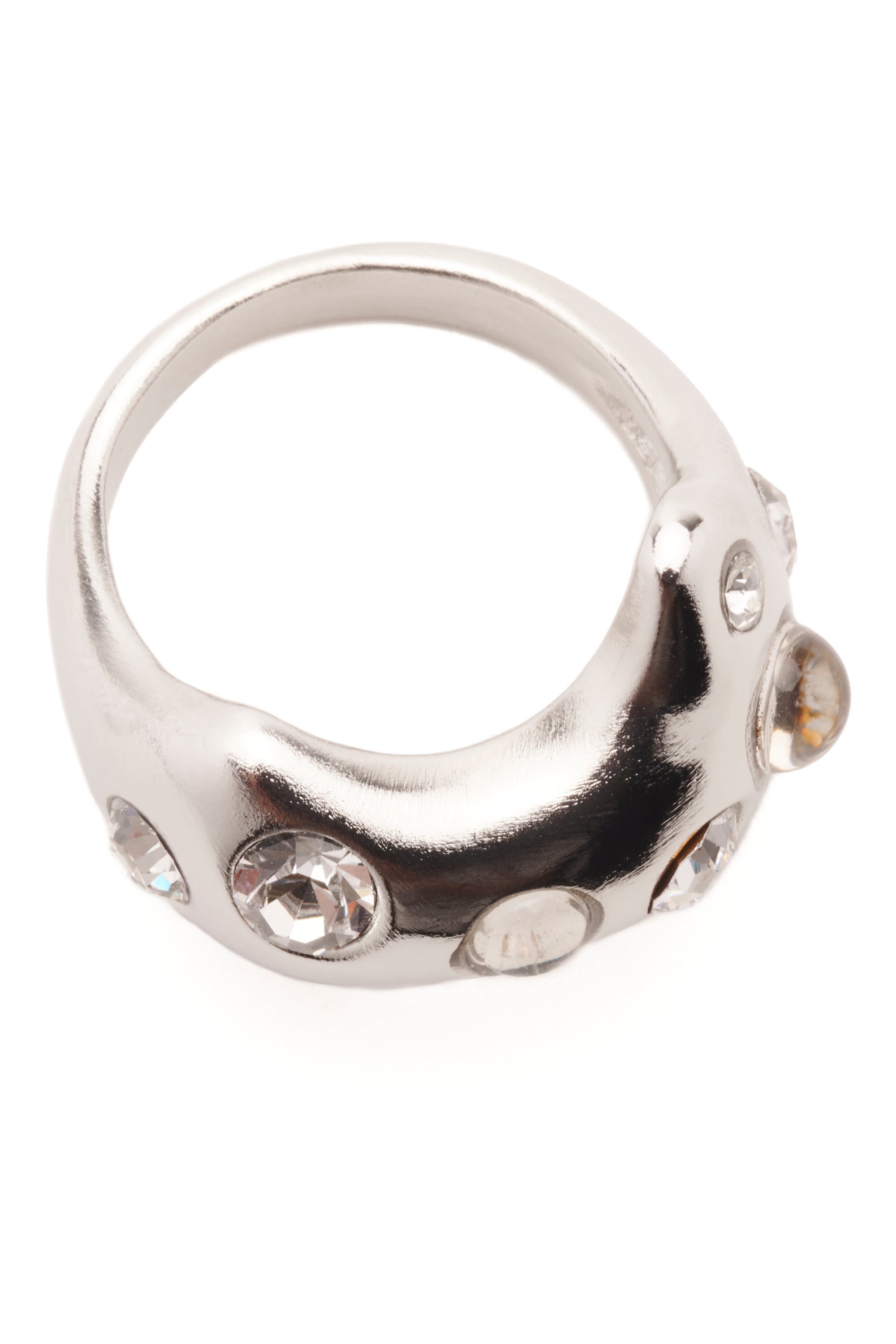 SILVER CLEAR BAT RING