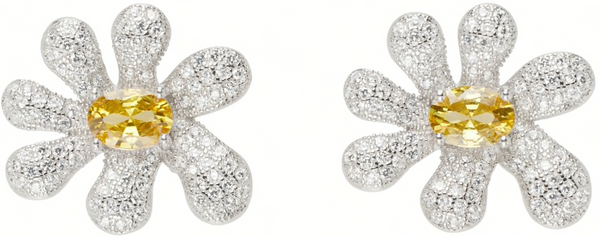 CRYSTAL PAVE SQUASHED BLOSSOM EARRING