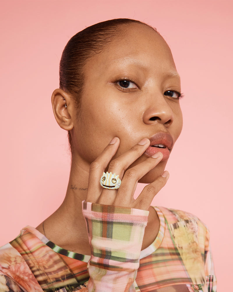 LEMON STRIPE LIBERTY FROG RING