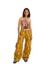 BROWN FLORAL LAWN CARGO PANT