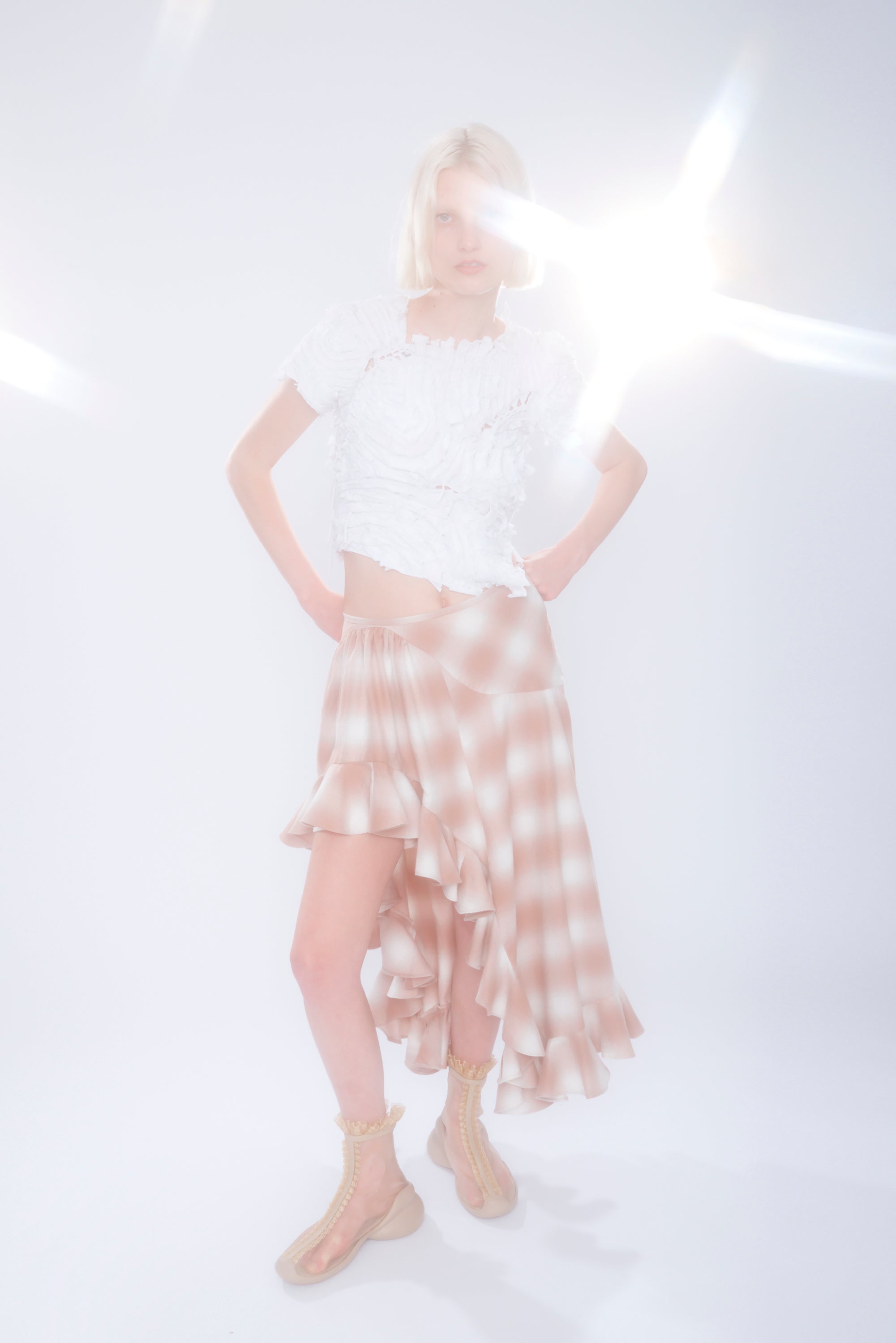 PEACH PLAID FLORIST SKIRT