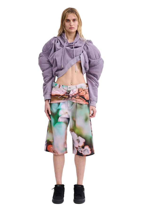 MAUVE MUSCLE CROPPED HOODIE