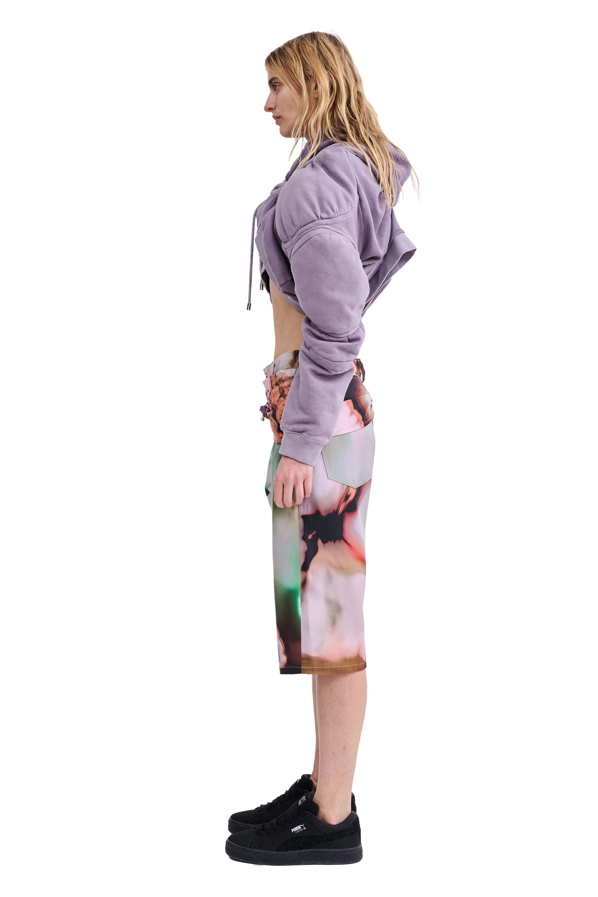 MAUVE MUSCLE CROPPED HOODIE