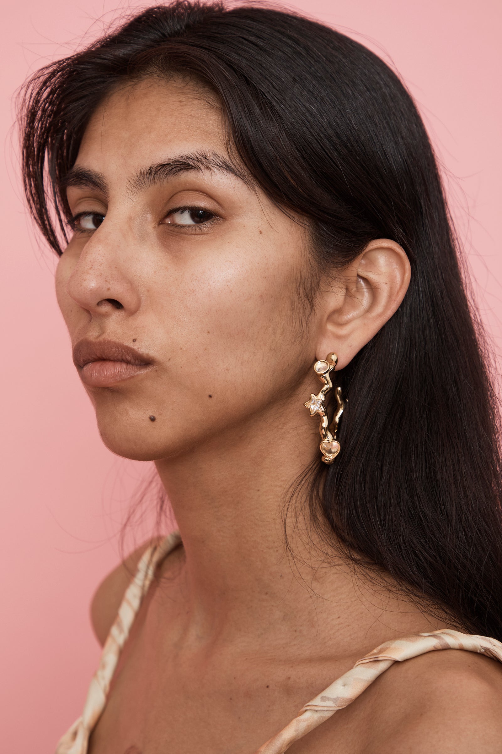 GOLD CLEAR SUPER FLORENCE EARRINGS