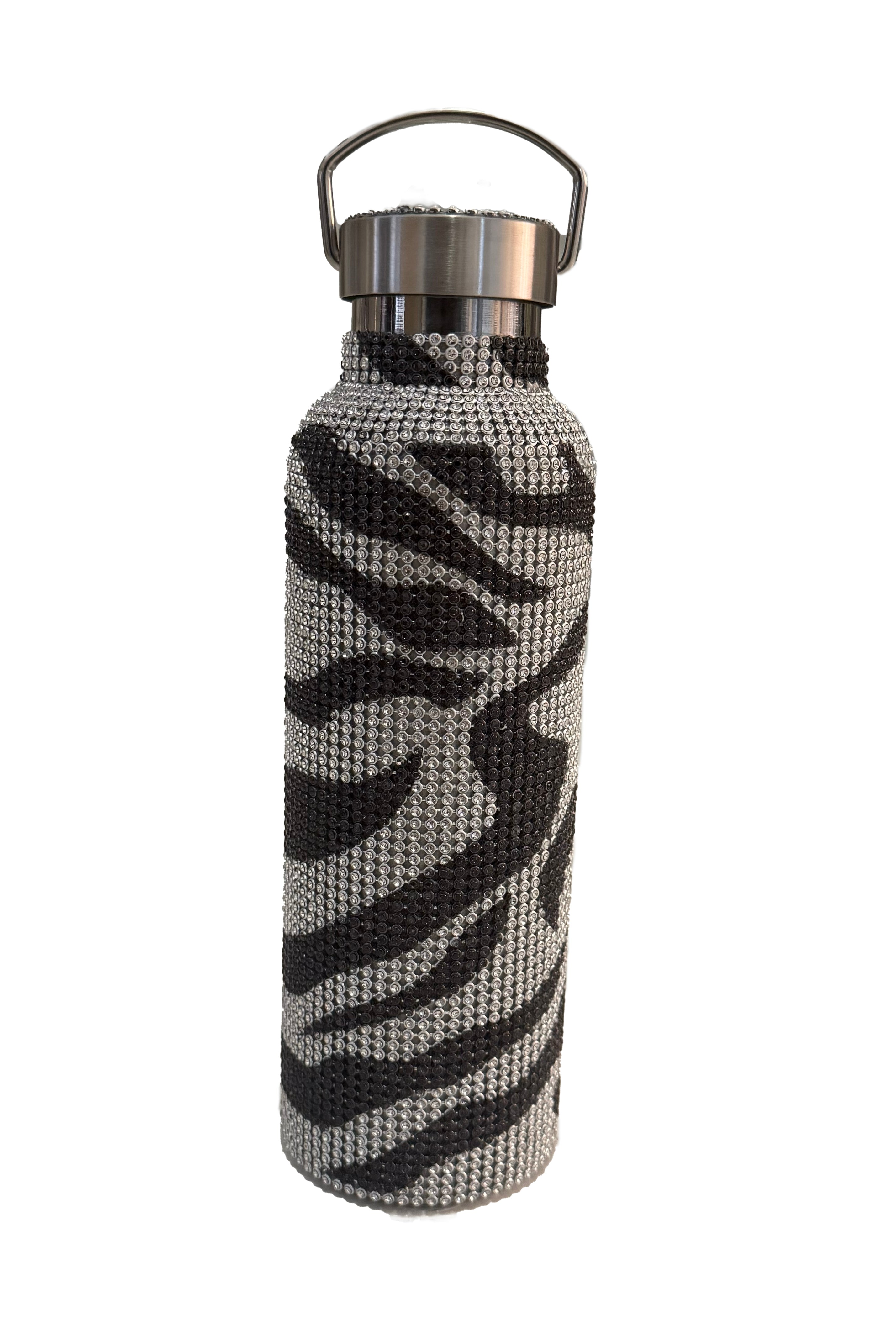 ZEBRA RHINESTONE WATER BOTTLE