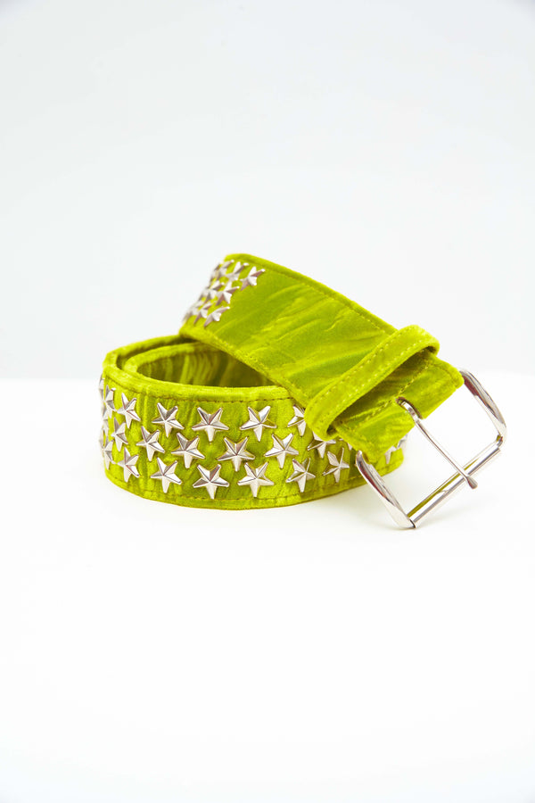 Lime Velvet Star Studded Belt