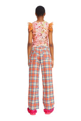 CORAL PLAID CLOVER PANT