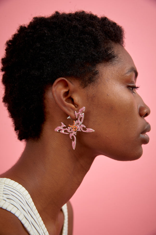 TATTOO BUTTERFLY EARRINGS PINK