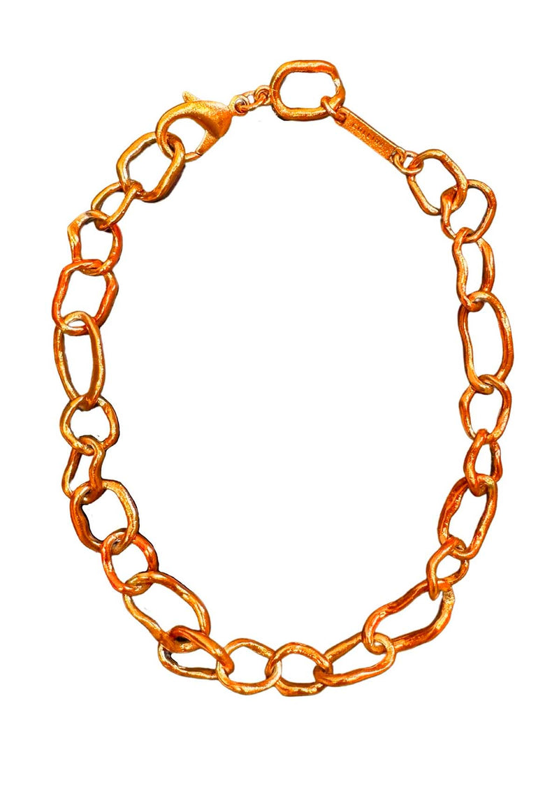 ORANGE CRUSHED CHAIN NECKLACE