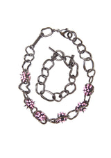 PINK BLACK SPIKEEZ CRUSHED CHAIN NECKLACE