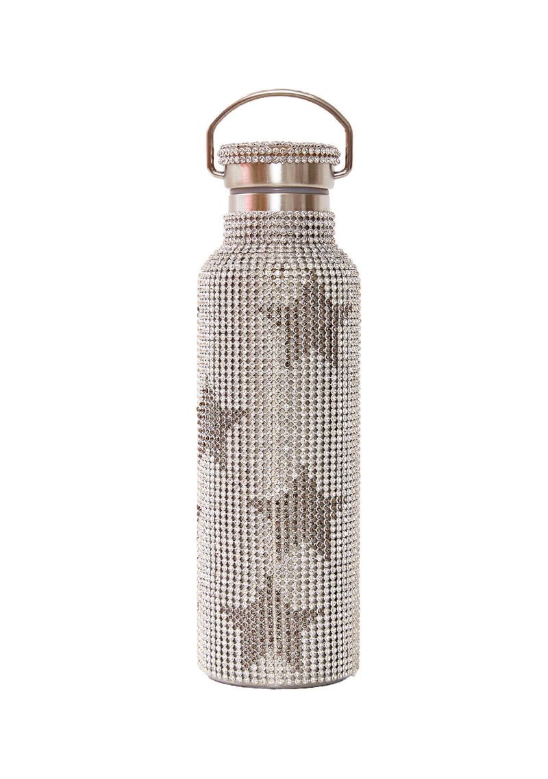 RHINESTONE WATER BOTTLE BLACK STARS